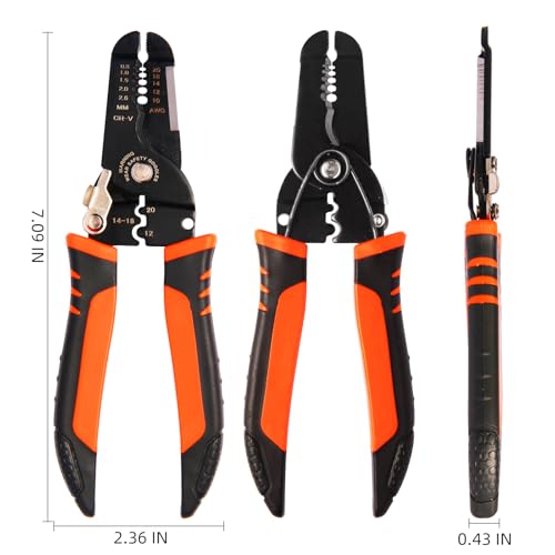 Htaexpu 5-in-1 Wire Stripper, Crimper & Cutter for 10-22 AWG Electrical Wires
