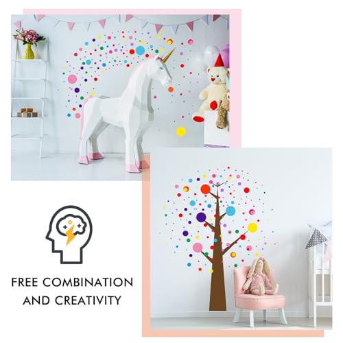 Zonon 264 Pcs Polka Dot Wall Decals for Classroom, Kids Room - Colorful & Classic
