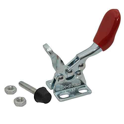 4PCS Toggle Clamp 201A Hand Tool 60 lbs / 27kg Holding Capacity Antislip Horizontal Quick Release Tool Silver&red