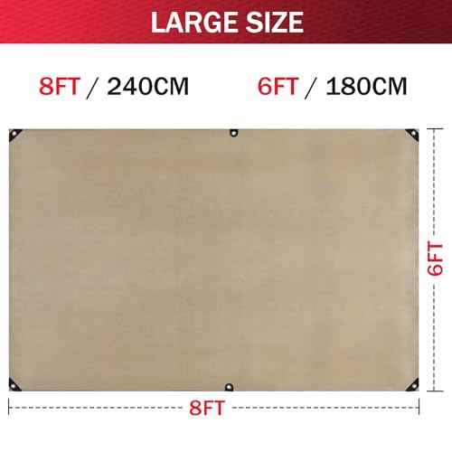 Fiberglass Welding Blanket 6x8 ft - 1022 ¡ÆF High Temp Insulation Blanket, 850 GSM Heavy Duty Fire Resistant Blankets, Heat Resistant Fabric for Industrial, Smoker, Camping, Grill