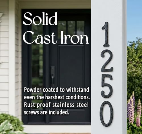 NACH 5.5 Inch Black Rustic House Numbers - Outdoor Address Numbers with Mounting Hardware - Model 1