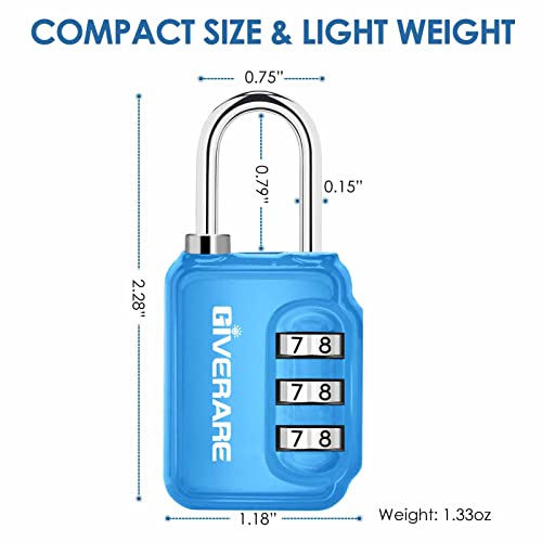 GIVERARE 2-Pack 3-Digit Combination Lock Keyless Luggage & Gate Lock, Weatherproof