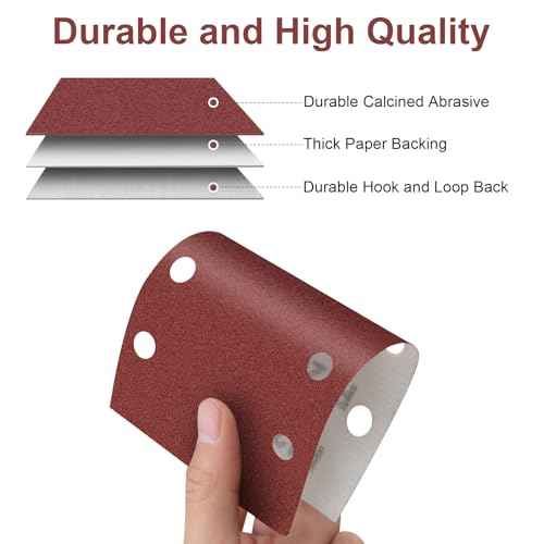 Sand Paper Sheets 40 PCS, 8 Holes Hook & Loop Sandpaper Sanding Sheet Assorted for 1/3 Sheet Sander, 60/80/120/180/320/600/800/1000 Grits Sandpaper for Wood Metal Crafts Plaster and Other Surfaces