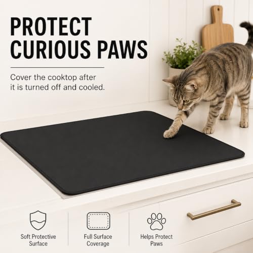 FLASLD 21x29.5 Inch Glass Stove Top Cover - Silicone-Coated Fiberglass, Black, No Logo