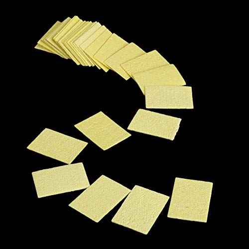 50PCS Soldering Sponge, Replacement Soldering Iron Cleaning Pads Sponge, Yellow Soldering Iron Special High Temperature Sponge