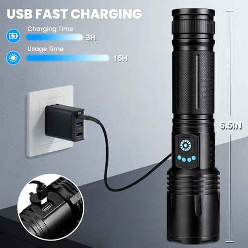 Rechargeable Flashlights High Lumens, 99,000 Lumens Super Bright Led Flashlights with 5 Modes & Waterproof, Powerful Handheld Flashlight for Camping Home (2 Pack)