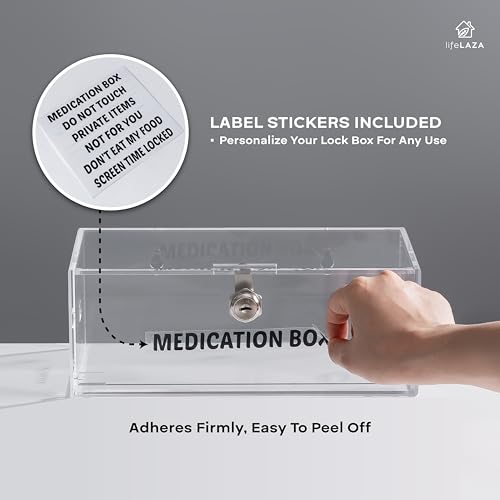 LifeLAZA Acrylic Refrigerator Lock Box with 4 Keys - Wall Mount Safe for Medicine & Food