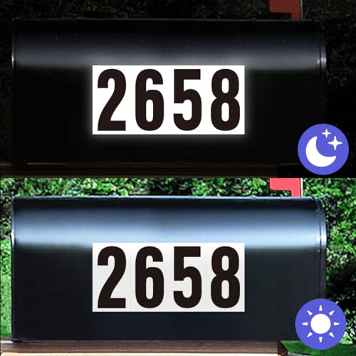 Superflash 4 Inch Reflective Mailbox Numbers - 60 PCS Self-Adhesive White Vinyl
