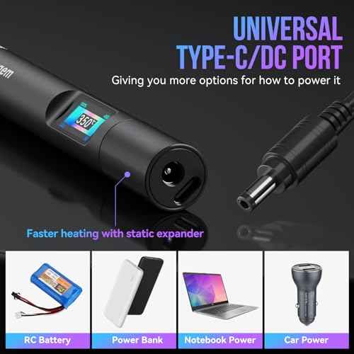 Soldering Iron Kit, 100W High Power Mini Soldering Iron, Portable Soldering Iron Fast Heating, Usb Soldering Iron, Hd color display, Accurate 60~450¡ÆC With Static eliminator, 3 Iron Tips