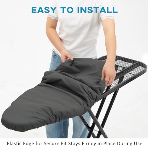 Ironing Board Cover with Padding 15"x54" Black (Rainhol) – Adjustable Fit, 10mm Padding, Heat-Reflective Aluminum