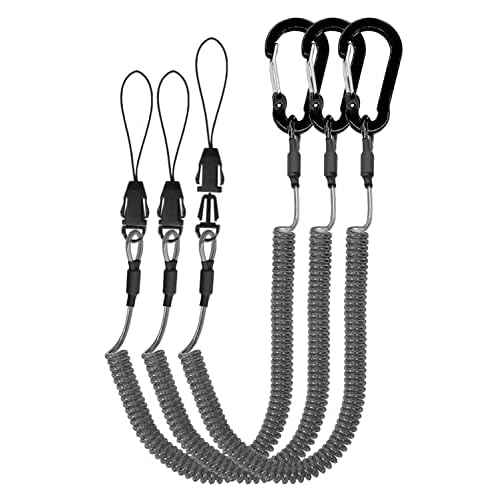 Lix&Rix Coiled Lanyards with Carabiner, Ring and Quick Release Detachable Buckle for Fishing Equipment Keys, Cards, Tools