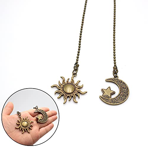 Akahttbn 2PCS Sun & Moon Ceiling Fan Pull Chain Extension – Bronze, 12in