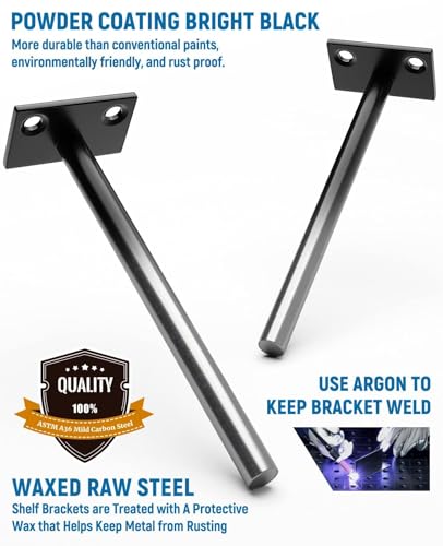 Black 12-Pack 6 Inch Floating Shelf Brackets - Hidden Wall Mounts for Wood