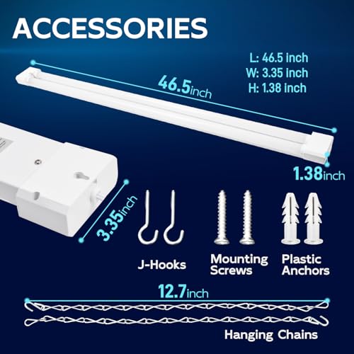 Hykolity 4FT LED Shop Light Linkable 4400LM Daylight White 5000K, White, 42W