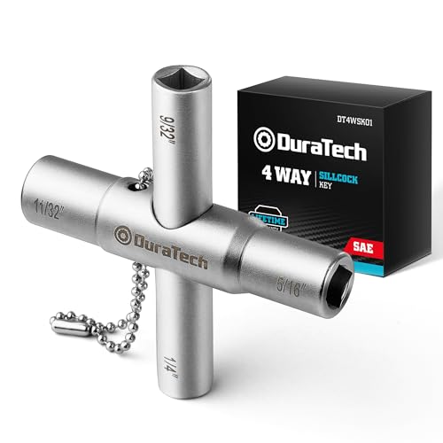 DURATECH 4 Way Sillcock Key, 1/4", 9/32", 5/16", 11/32", 1-Pack, for Valve, Faucet, and Spigots