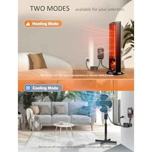 WH2408 Temperature Controller 10A 1200W, Digital Thermostat Controlled Outlet Plug Switch for Reptile Terrarium Greenhouse Homebrew Aquarium Seedling Mat, Heating or Cooling Mode Thermometer