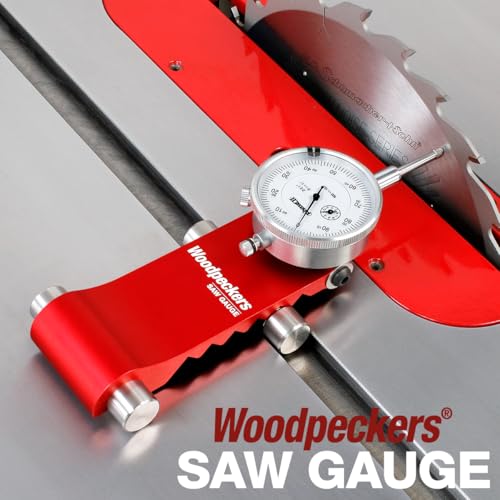 Woodpeckers Table Saw Gauge with Dial Indicator – Auto-Adjusts to Miter Slot, Case Included
