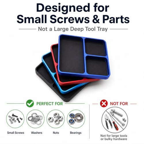 Red Magnetic Parts Tray for RC Drones & Electronics – 3 Compartments, Aluminum