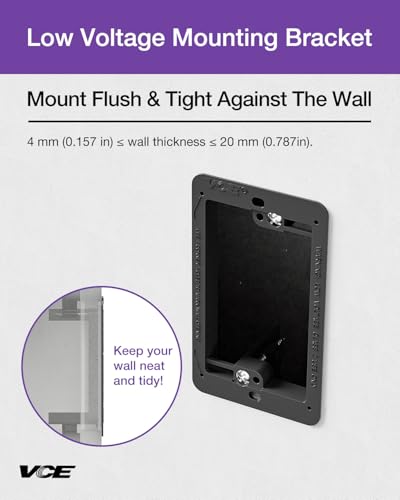 VCE Low Voltage Mounting Bracket Flush Box Black 5-Pack - Easy Install
