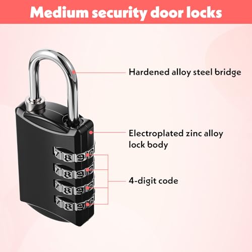 20 Pcs 4 Digit Combination Lock - Black Locker Locks Small Combo Padlock, Outdoor Combination Lock Weatherproof Resettable Padlocks for Lockers Door, House, Gym, Toolbox, Gate, Fence