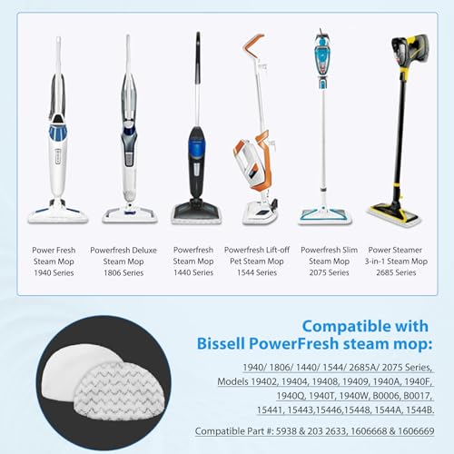 Extolife 10 Pack Steam Mop Replacement Pads for Bissell Powerfresh 1940 (2 Types: 5 plain + 5 scrub)