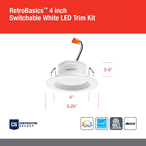 Juno 4-Inch RetroBasics LED Recessed Downlight Kit, Switchable White Baffle Trim, Non-Adjustable