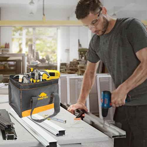 12 Inch Small Tool Bag, Wide Mouth Tool Tote Bag, Waterproof Tool Organizer Bag for Home Organizer for Indoor and Outdoor Gardening, Electricians Repairman Tools Tote Bag