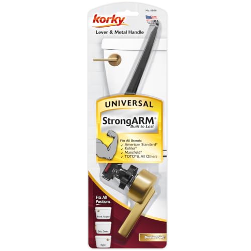 Korky Strongarm Metal Toilet Handle & Lever Brushed Gold - Fits All Toilets