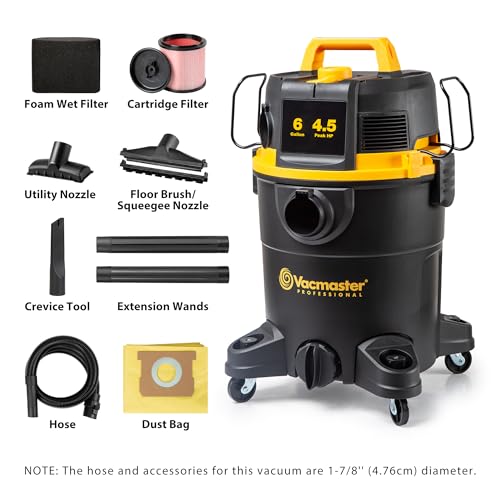 Vacmaster Professional 6-Gallon Wet/Dry Shop Vacuum with Self-Cleaning Filter