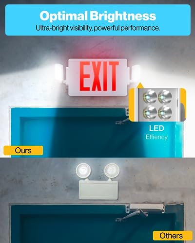 Sunco 6 Pack Red Emergency Exit Signs with LED Backup & Adjustable Lights
