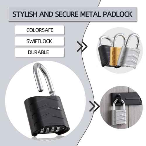 Combination Padlock Heavy Duty Locker Lock 4 Digit Padlock Gym Locker Locks for Fence Gate Storage Unit (Black, HD_10_3.5)