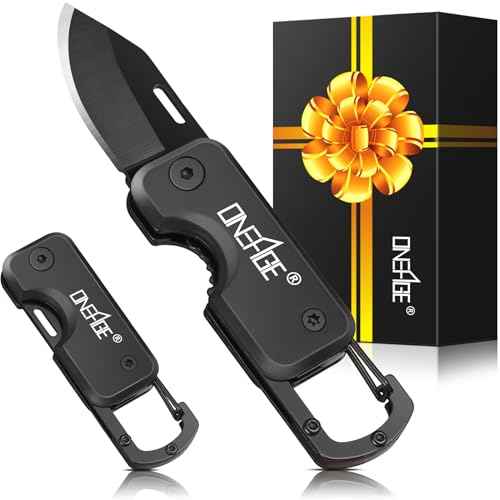 Stocking Stuffers for Men - Pocket Knife for Men, Christmas Bulk Mens Gifts, Keychain Edc Gift with 1.62inch Blade - Small Folding Knives for Everyday Carry, Box Cutter - Gadgets for Camping, Hiking