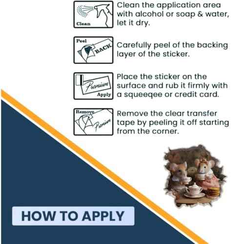 Generic Tea Time Mice in Mouse Hole Decal - Mouse Hole 3D Wall Sticker Size 5.9x5.9 Inch, White, dfghu8896