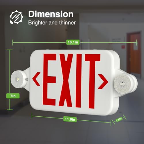 FREELICHT 6 Pack Red LED Exit Signs with Emergency Backup Light