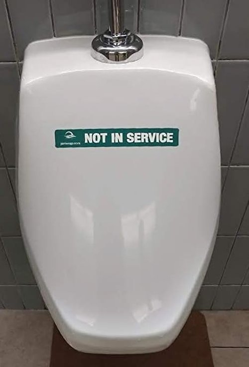 JaniWrap | Out of Order Urinal & Toilet Covers with "Not in Service" Labels | 32 Applications | Self Adhesive | Easy Application | Gray Labels - Not In Service