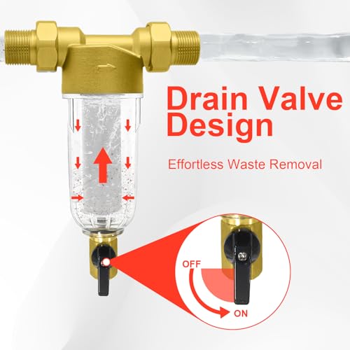 Purilitzs Spin Down Sediment Filter 40/100/200 Micron - Reusable Inline Water Filter for Whole House