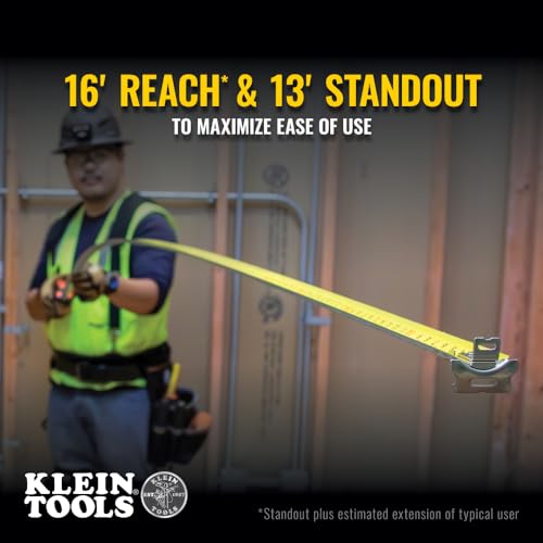 Klein Tools 9225 Heavy-Duty 25-Foot Tape Measure with Double Hook & Nylon Coated Blade