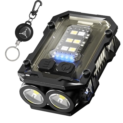 Clip-on Flashlight with Extendable Keychain, Compact Pocket Light for Night Work, Running, Walking, Camping, Fishing, Hiking, USB-C Rechargeable Small Pocket EDC LED Flash Light-Super Bright 800LM