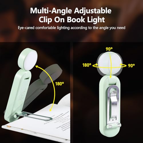 VAVOFO Green USB Rechargeable Book Light with Bookmark Clip, Dimmable LED Reading Lamp