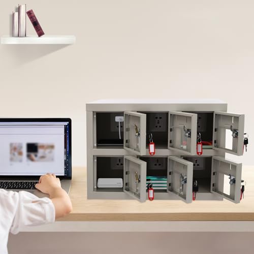 Weglae 6 Port Lockable Cell Phone Locker Charging Station - Secure 6-Device Organizer