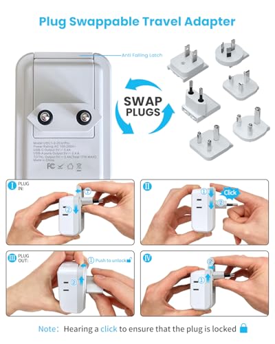 VINTAR All-in-One Universal Travel Adapter Kit Type A/C/G/D/M/I - Detachable Plug