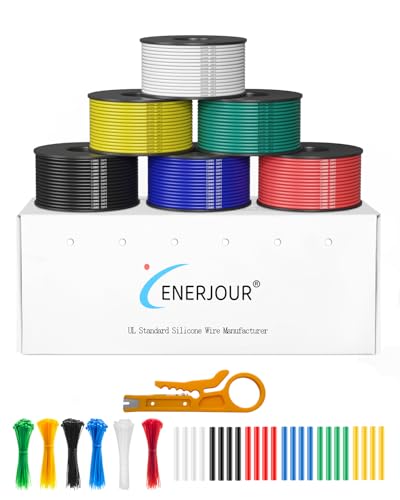 ENERJOUR 22AWG-6C Silicone Wire Spool 26FT Each, 6 Colors, 156FT Total, Flexible Electrical Cable