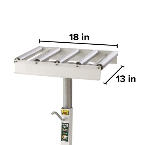Adjustable Roller Table Stand HTC HRT-10 Super Duty Conveyor Feed Stand With 5 Ball Bearing Rollers , White
