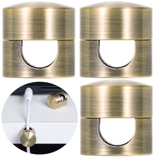 SmallCat 3 Sets Antique Copper Cord Holders with Adhesive & Screws for Cable Management