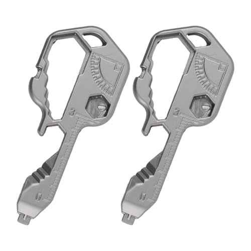 LOGJAM 2 Pcs MultiTool 24 in 1 Multi Tools, Stainless Steel Key Chain with Drill Drive Screwdriver and Bottle Opener Outdoor