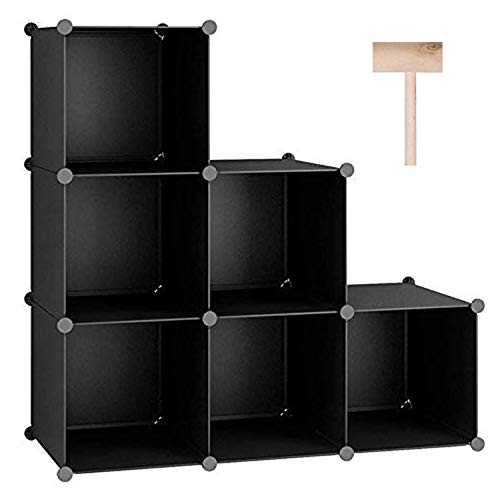 C&AHOME Black 6-Cube Storage Organizer Shelf Cube Bookcase Closet