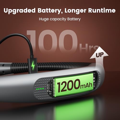 Glocusent Upgraded Gray Neck Light with 100H Battery, Slim Reading Lamp for Bed & Books