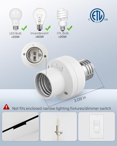 DEWENWILS Wireless Remote Control Light Socket Kit - 2 Remote + 4 Sockets