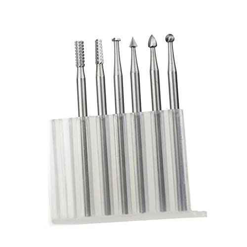 Luo ke 6 Pcs 3/32 Inch Shank Tungsten Steel Engraving Router Bits, Olive Amber Carving Drill Bits for Rotary Tools (2.3mm Carving bits)