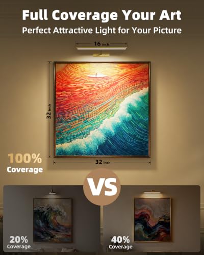 EZVALO 16'' Gold Wireless Rechargeable Picture Light with Remote & 3 Color Temperatures